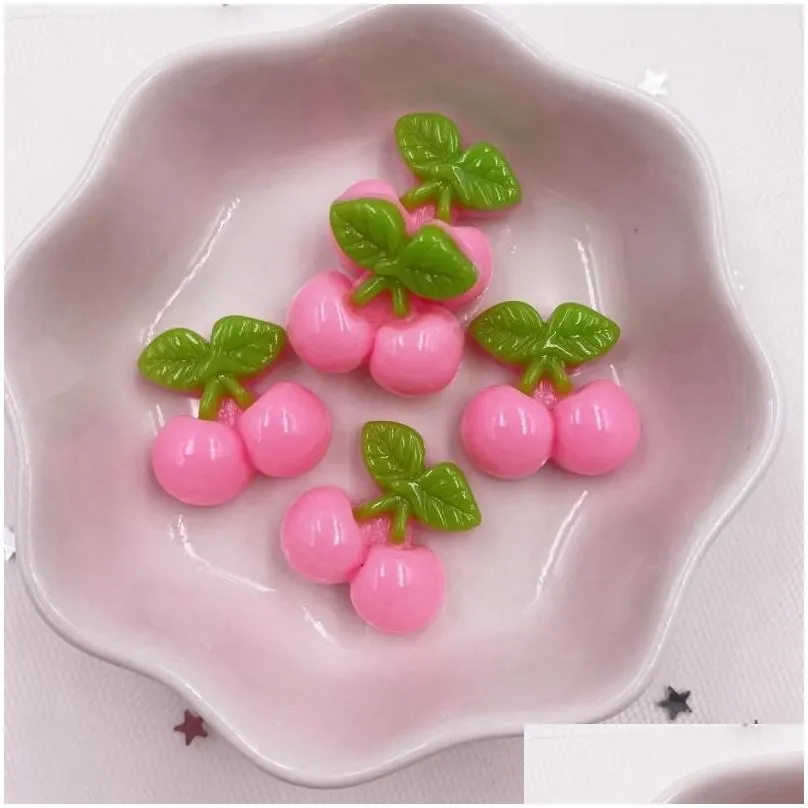 decorative figurines resin lovely fruit cherry flatback cabochon stone applique home decor crafts diy girl bow scrapbook craft oh60