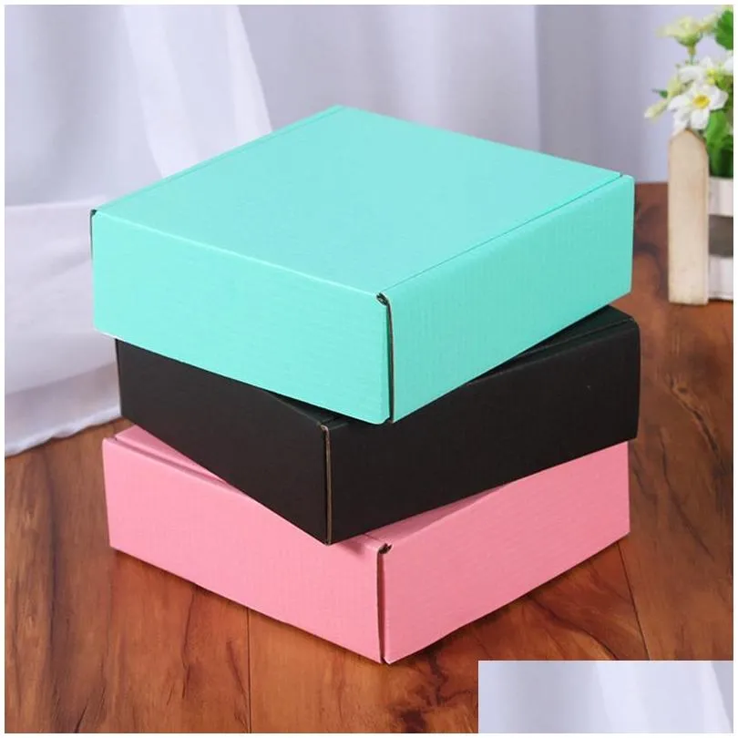  corrugated paper boxes colored gift packaging folding box square packing boxjewelry packing cardboard boxes 15x15x5cm