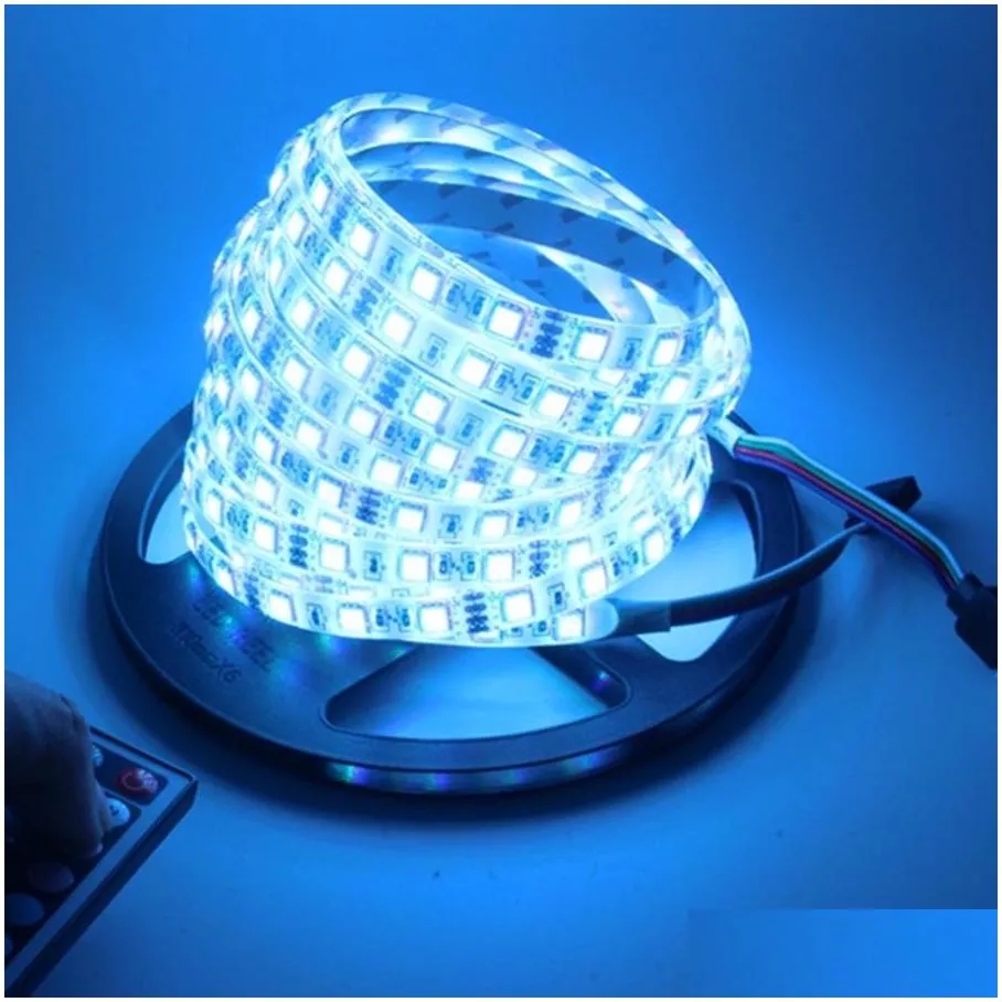 smd 5050 waterproof led strip light dc12v 5m 300leds rgb flexible fita led light ribbon lamp add 24key controller