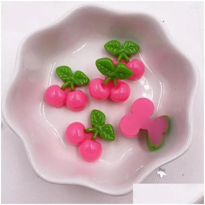 decorative figurines resin lovely fruit cherry flatback cabochon stone applique home decor crafts diy girl bow scrapbook craft oh60