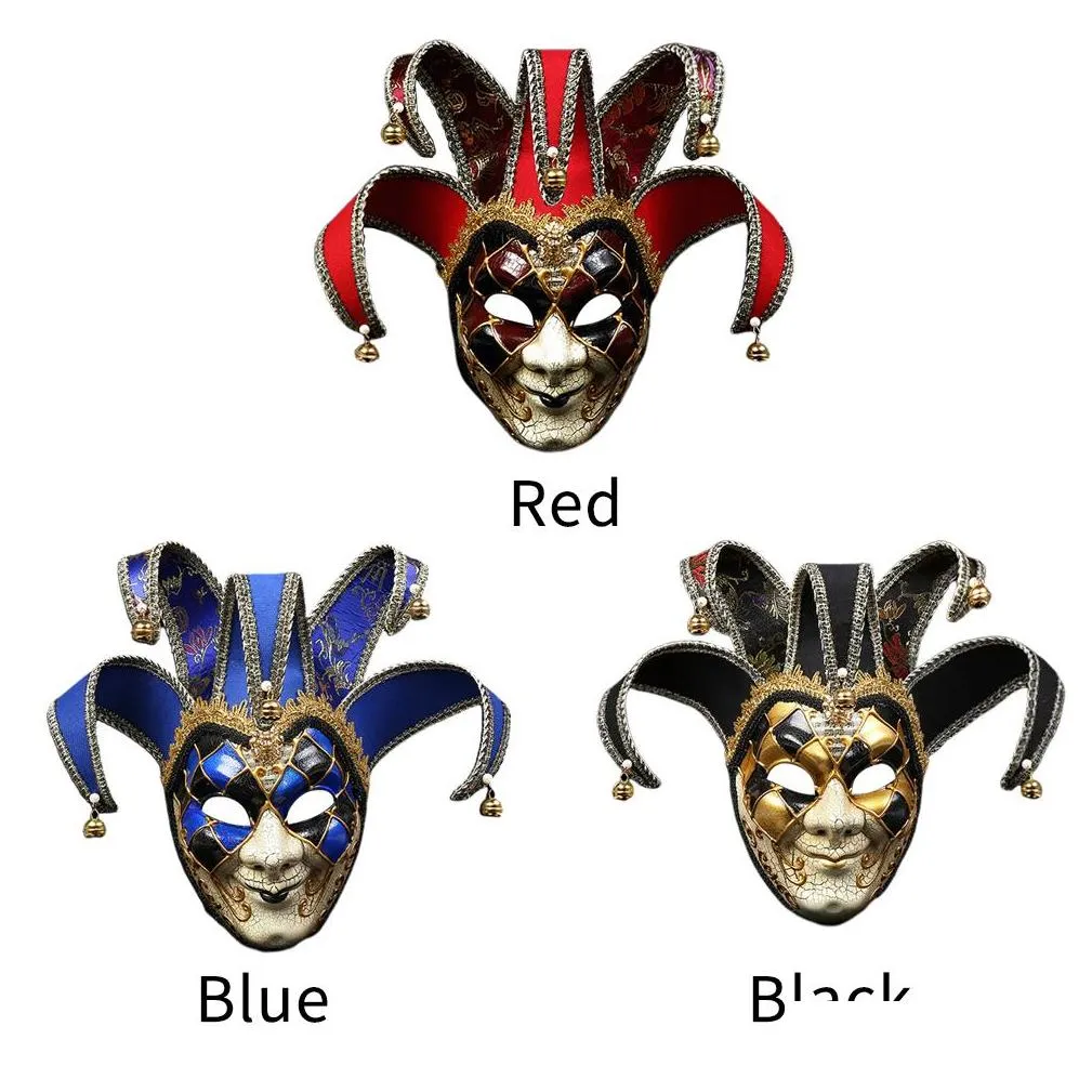 halloween mask masquerade mystery festival adults plastic cosplay cover full face scary clown gift props decoration party1