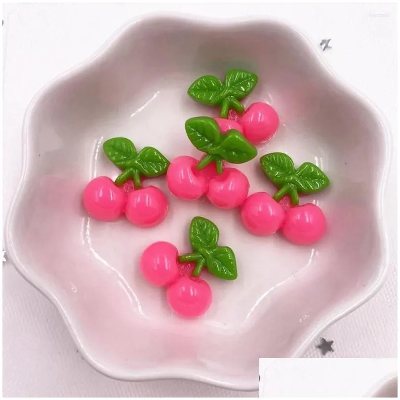 decorative figurines resin lovely fruit cherry flatback cabochon stone applique home decor crafts diy girl bow scrapbook craft oh60