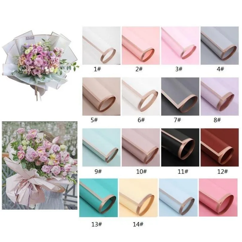 flower wrapped paper 20pcs/pack 60x60cm christmas wedding valentine day waterproof bronzing flower gift wrapping paper