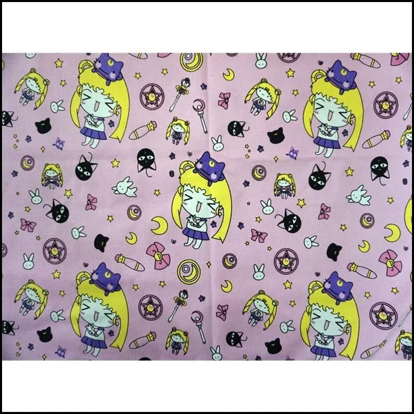 japan cartoon sailor moon luna handmadework cotton canvas fabric sewing bag pillow diy tablecloth curtain sofa 91cm145cm t200810