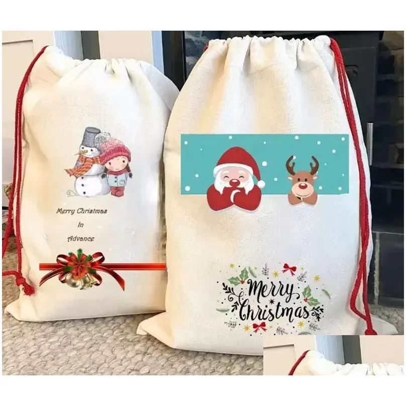 sublimation blank santa sacks diy personlized drawstring bag christmas gift bags pocket heat transfer