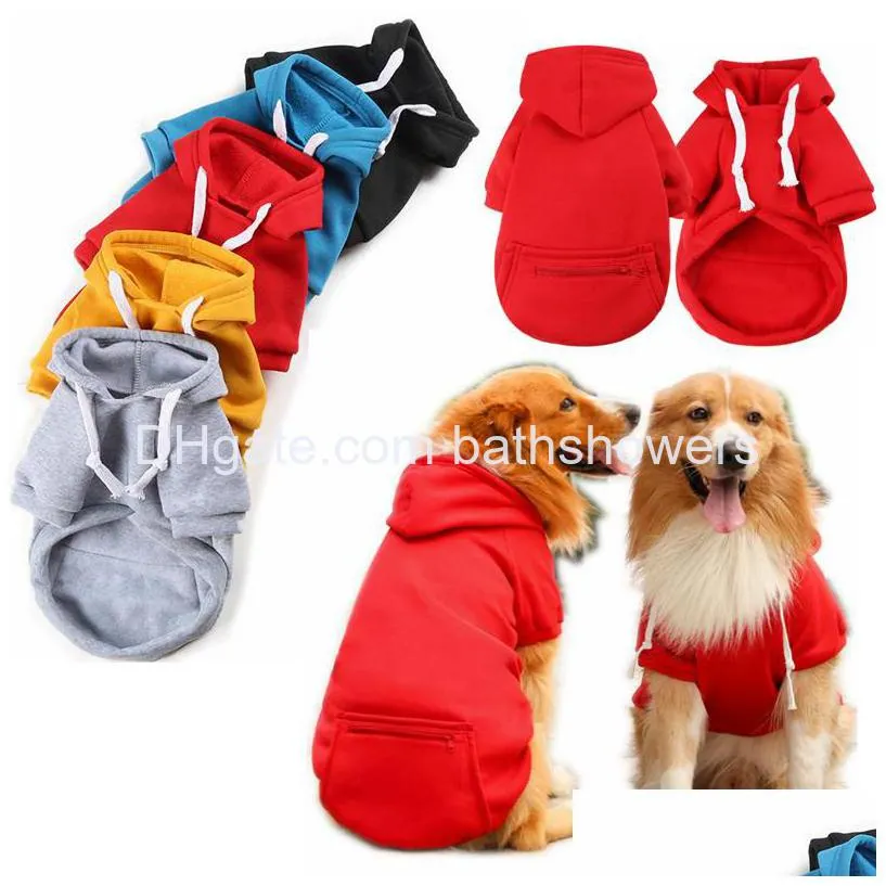 5 color wholesale dogs hoodie sublimation blank dog apparel sweaters with hat cold weather pet hoodies pocket hooded clothes costume winter hoody warm coat xs