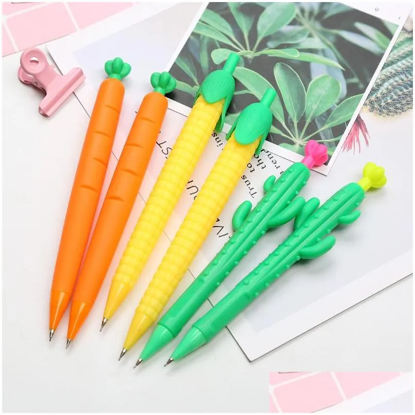 36 pcs/lot 0.5/0.7mm banana cactus mechanical pencil cute carrot automatic drawing pen school writing supplies stationery gift1