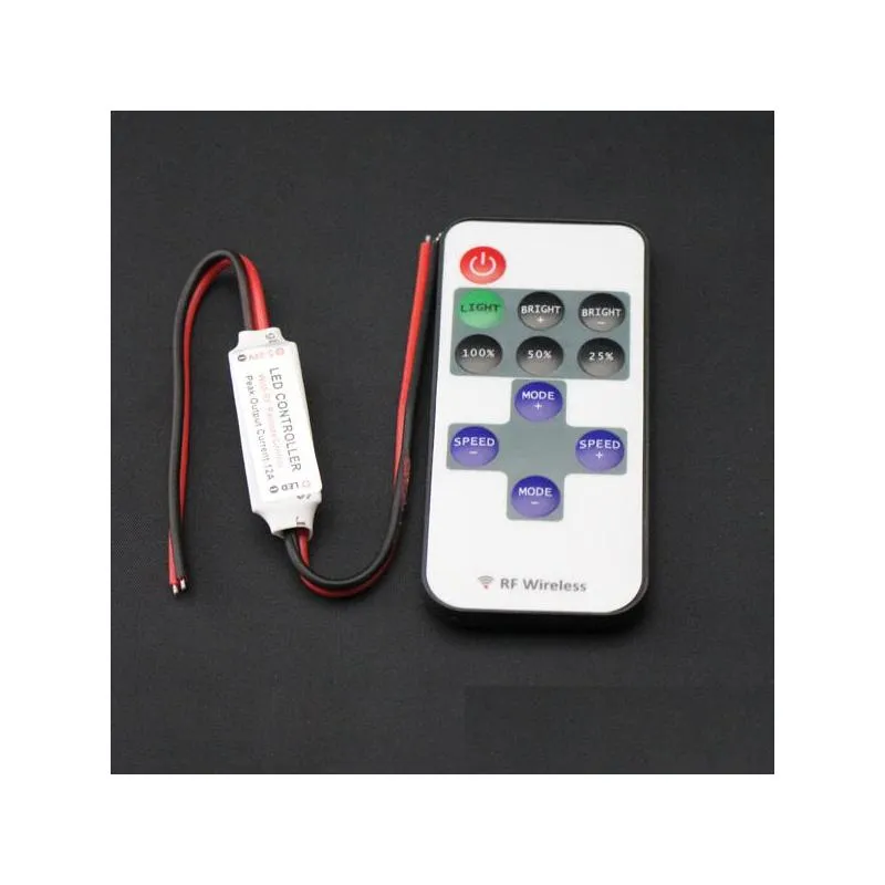 2pcs mini rf led controller single color with wireless remote control mini dimmer for 5050 / 3528 led strip lights 524v