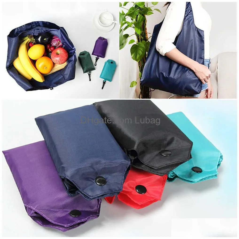 shopping bags 1pc portable reusable shopping bag oxford washed solid color grocery purse foldable waterproof ripstop shoulder handbag