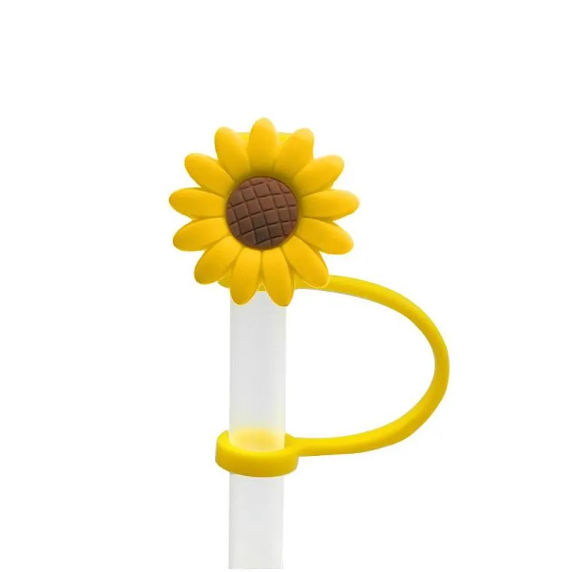 custom plants silicone straw toppers accessories cover charms reusable splash proof drinking dust plug decorative 8mm straw