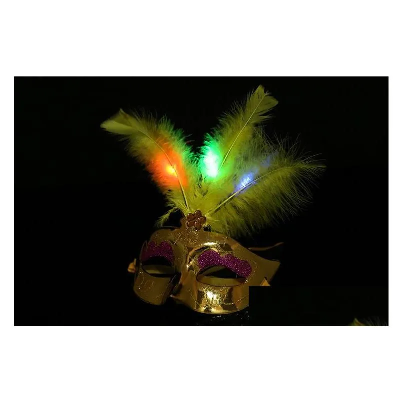 led butterfly masks sequined party mask halloween led party mask adult kids venetian luminous fluff mask christmas flash masquerade