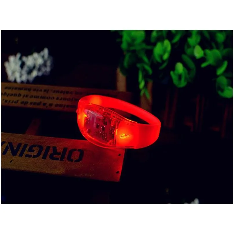 music activated sound control led flashing bracelet light up bangle wristband club party bar cheer luminous hand ring glow stick night