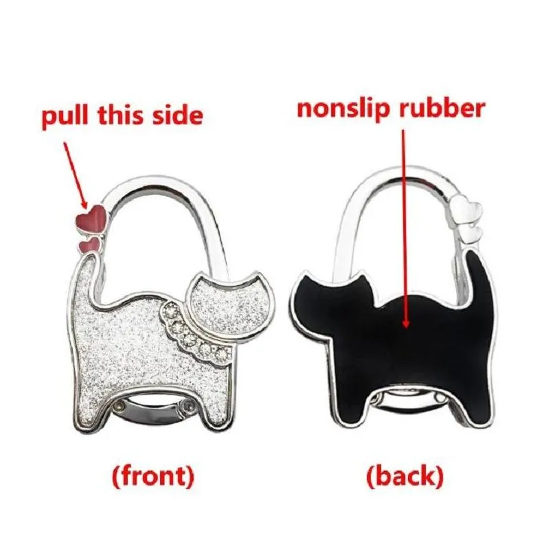 cat shaped purse bag holder hooks rails safer gift shining hanger portable handbag hook metal foldable