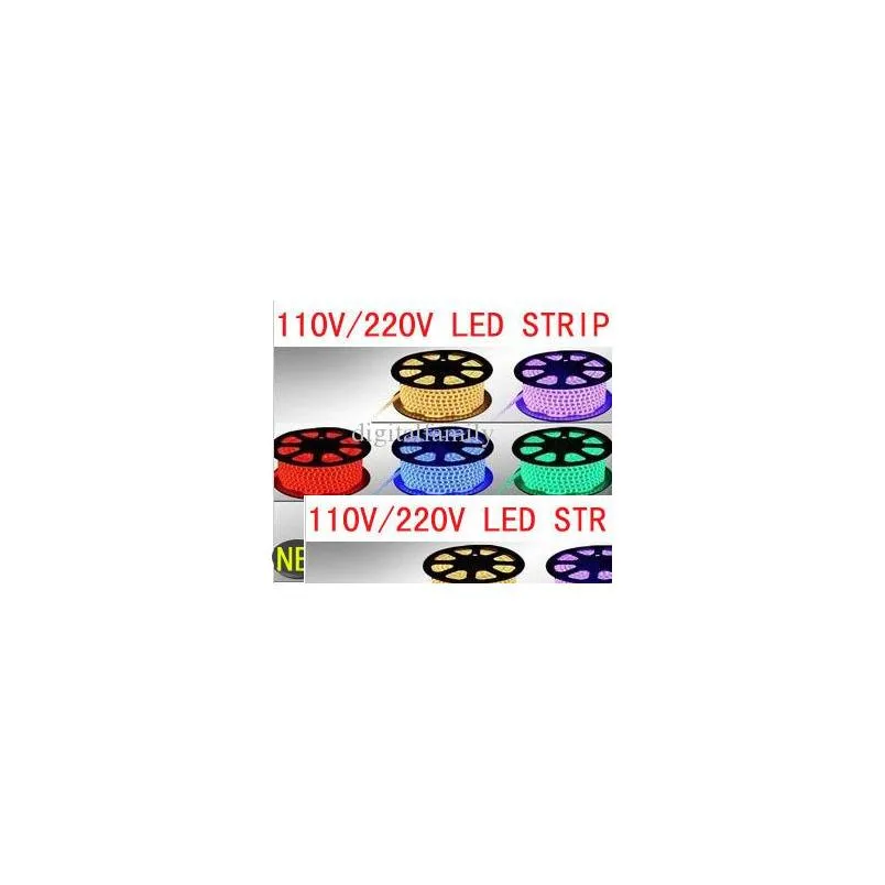 rgb ac 110v led strip outdoor waterproof 5050 smd neon rope light 60leds/m with power supply cuttable at 1meter via dhs fedex