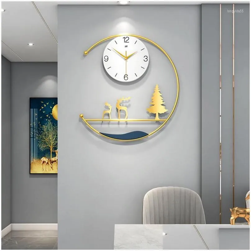 wall clocks modern art fun metal clock living room gold chic stylish watch bedroom silent simple horloge murale home decor