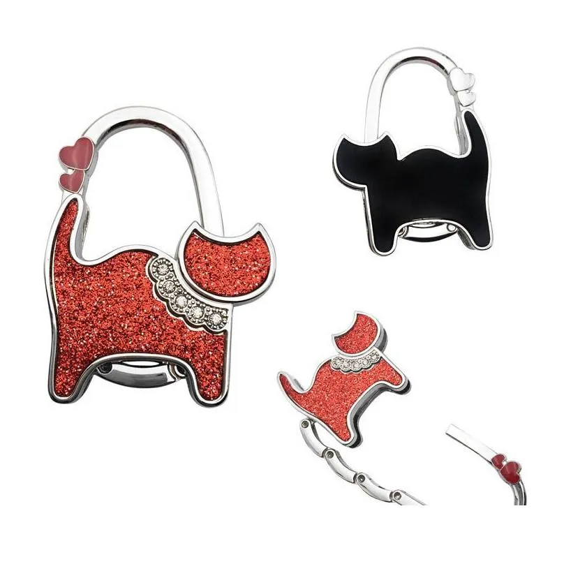 cat shaped purse bag holder hooks rails safer gift shining hanger portable handbag hook metal foldable