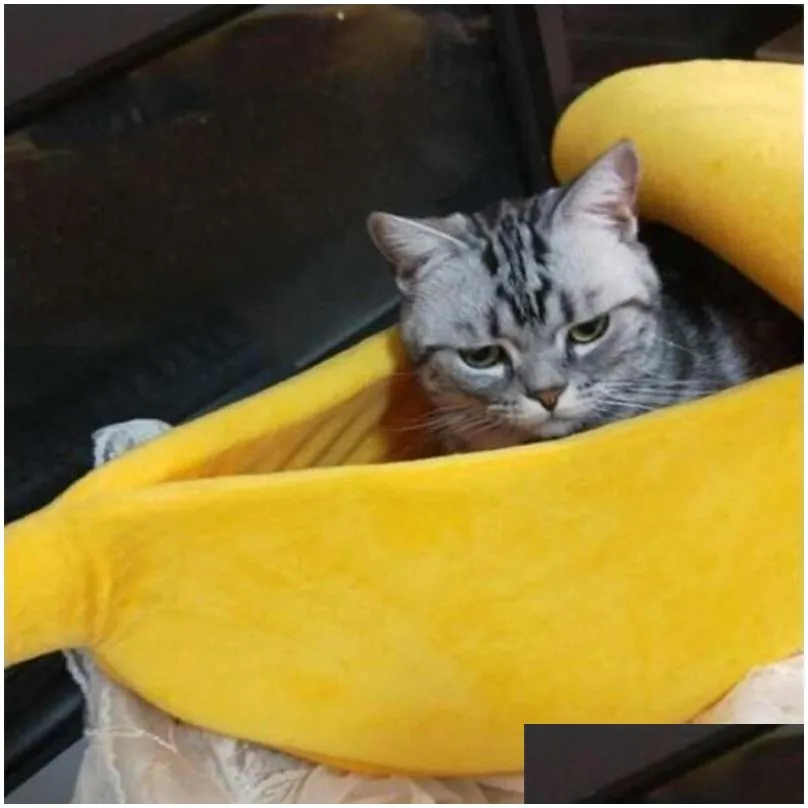 cat toys pet supplies sleeping bag for autumn and winter washable banana cage dogs cats puppy kitty house cute shape nest