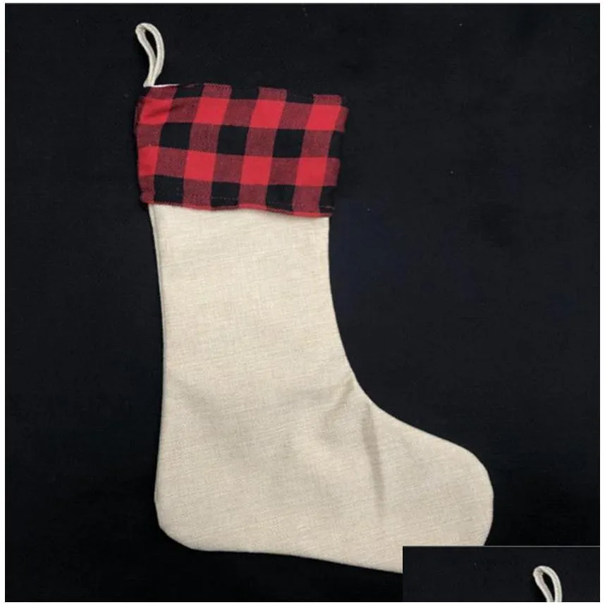 plaid christmas stocking cotton  flannel black christmas stockings christmas decor poly sublimation blanks santa stockings