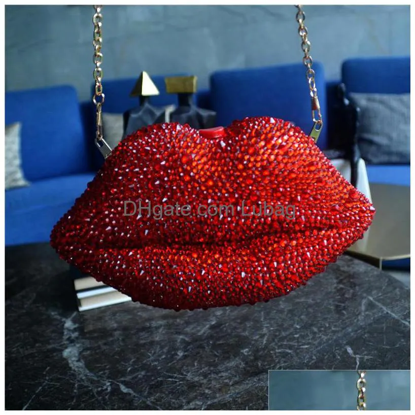 luxury diamond inlaid nightclub holding party bag acrylic lip chain dinner female