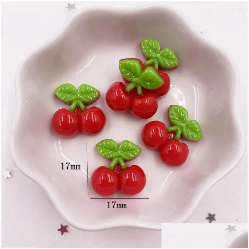 decorative figurines resin lovely fruit cherry flatback cabochon stone applique home decor crafts diy girl bow scrapbook craft oh60