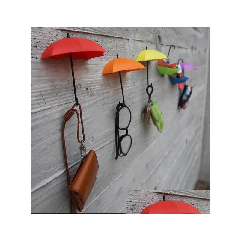 2021 umbrella shape cute self adhesive wall door hook hanger bag keys bathroom kitchen sticky holder