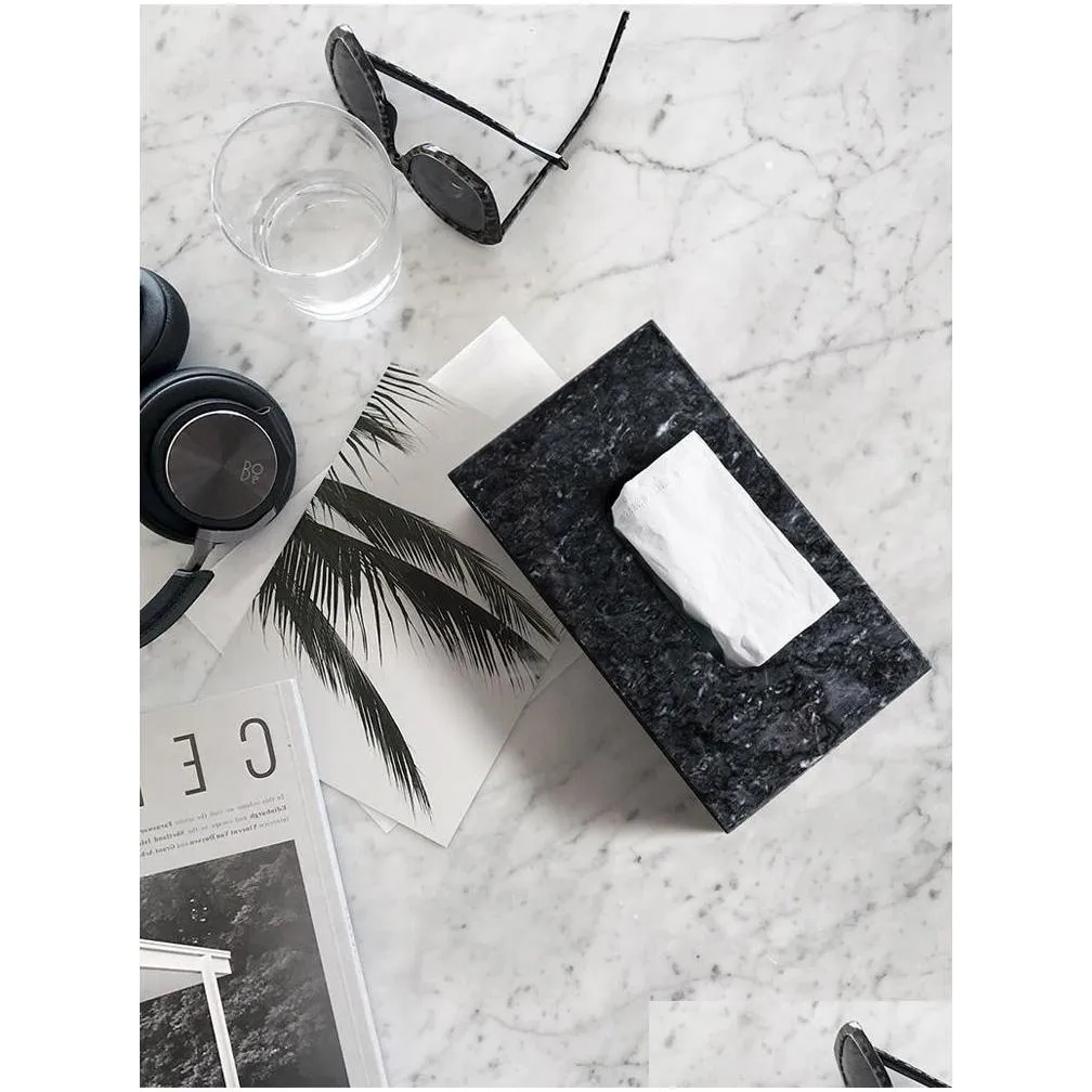 tissue boxes napkins car storage box container marble nice napkin baby wipes case retro black gift porta tovaglioli home by50zj