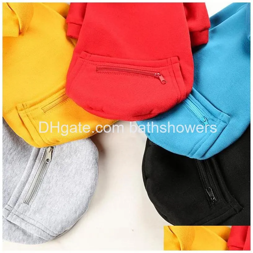 5 color wholesale dogs hoodie sublimation blank dog apparel sweaters with hat cold weather pet hoodies pocket hooded clothes costume winter hoody warm coat xs