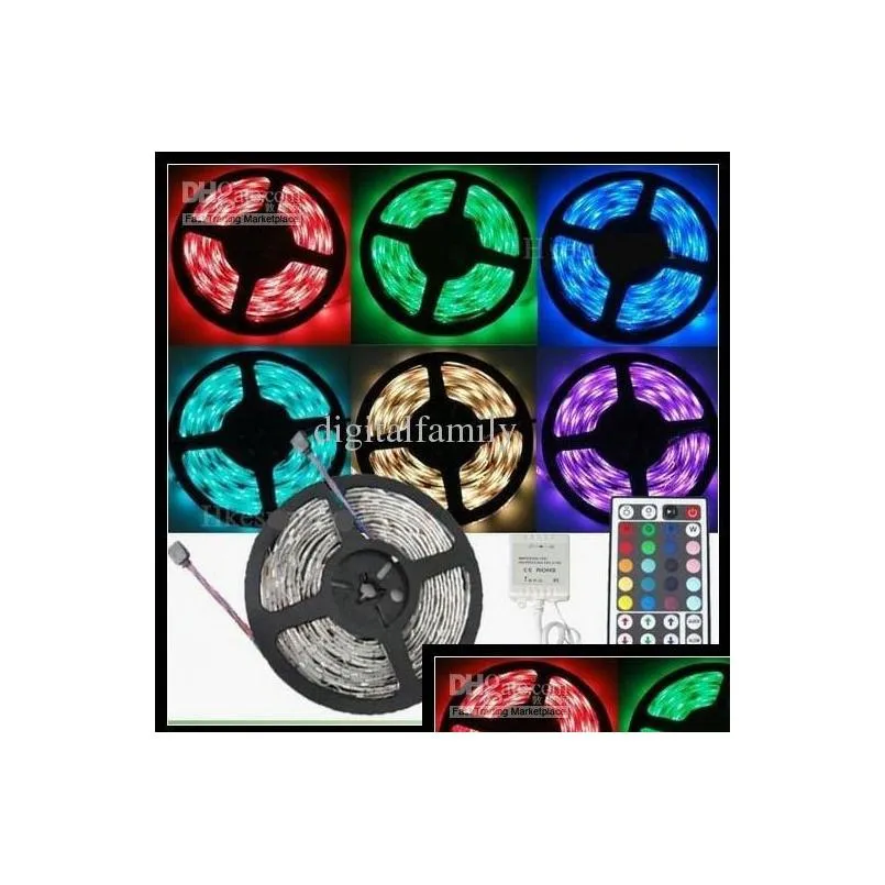 500m 5050 rgb led strip 5m 300 leds waterproof 44 key ir remote controller power supply ac 110v 240v est via dhs fedex