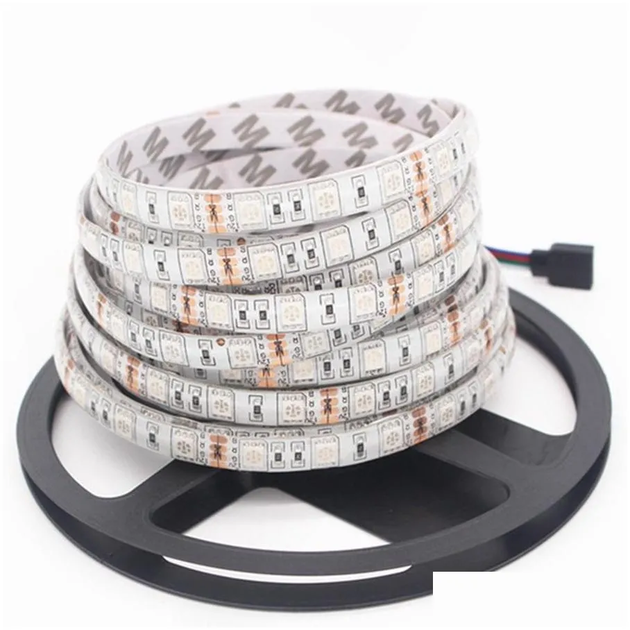 smd 5050 waterproof led strip light dc12v 5m 300leds rgb flexible fita led light ribbon lamp add 24key controller