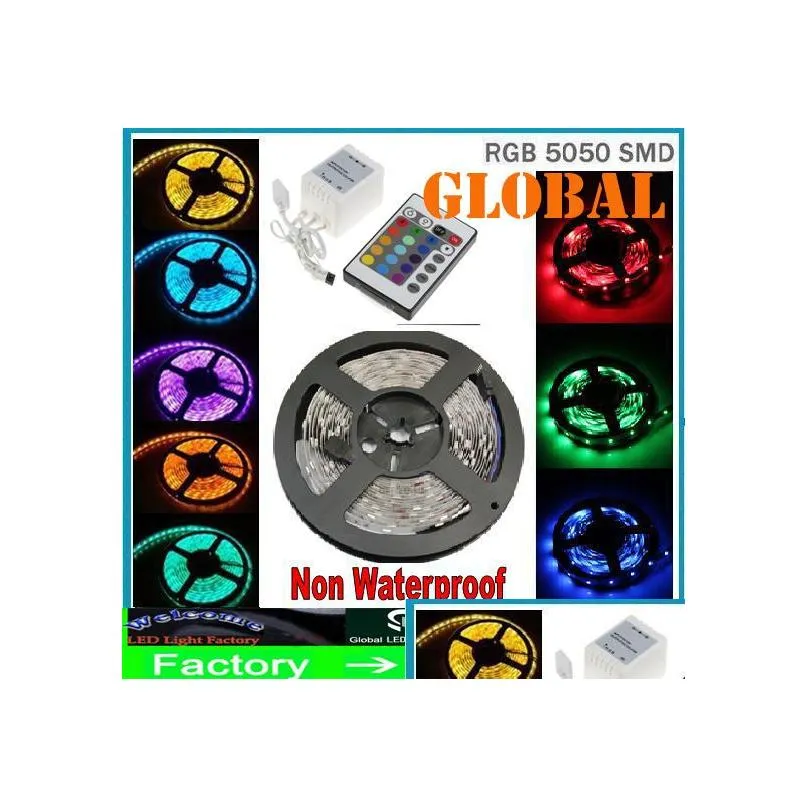 70m 5050 smd rgb led strip lights flexible 300leds 5m/roll non waterproof dc 12v add24 key controller home indoor christmas lighting via