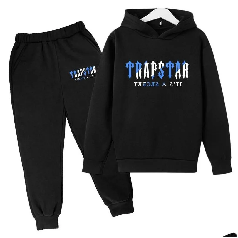 tracksuit trapstar kids designer clothes sets baby printed sweatshirt multicolors warm two pieces set hoodie coat pants clothing