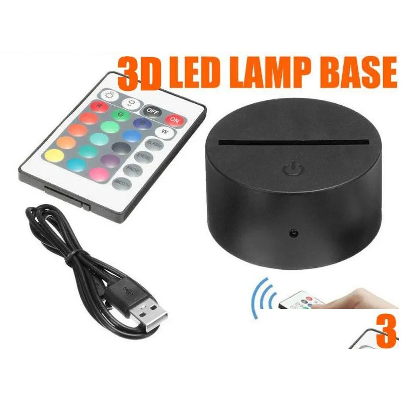 rgb lights led lamp base for 3d illusion lamp 4mm acrylic light panel aa battery or dc 5v usb 3d nights lights dhs