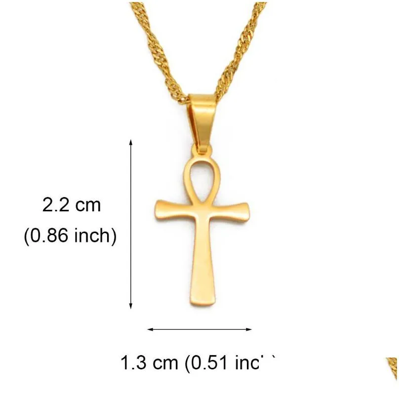 pendant necklaces anniyo small cross ankh necklace woman girls gold color/silver color african charm jewelry egypt nile key chain