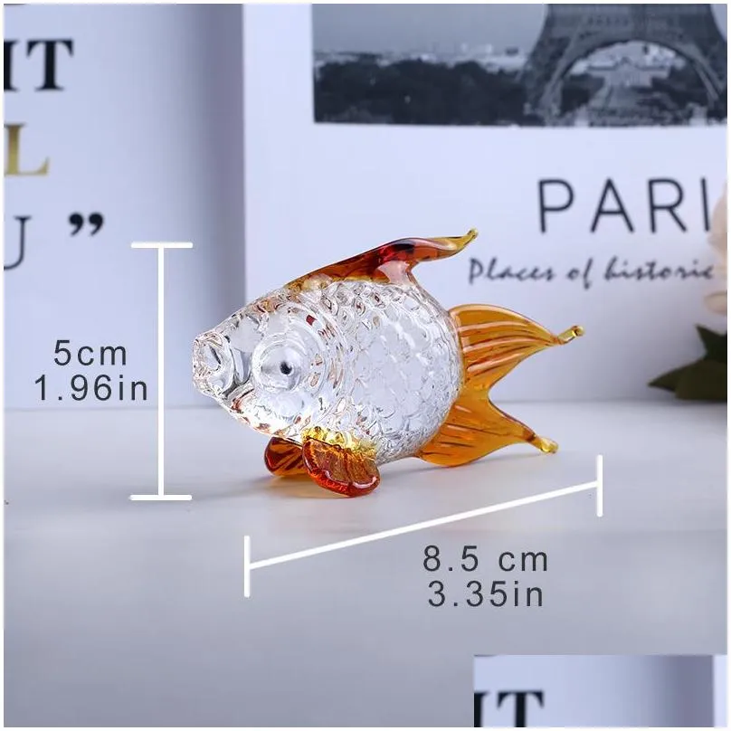 crystal goldfish miniature figurine handmade glass animal crystal craft glass home decor gift fish trinket ornament y0107