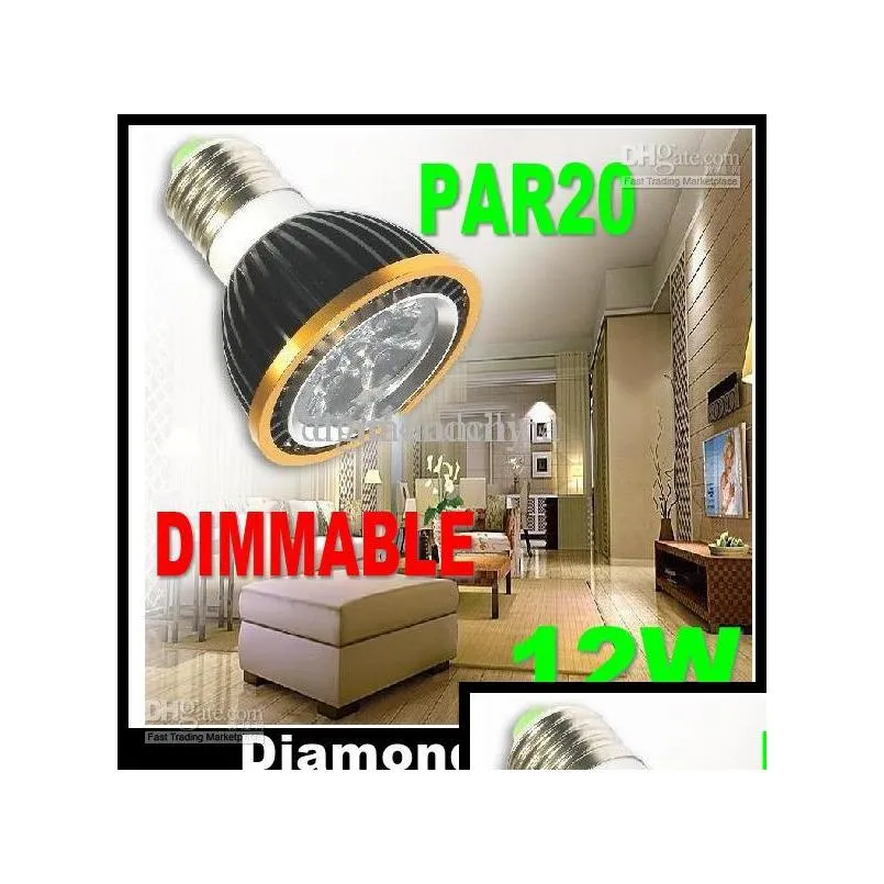 retail high power dimmable led light par20 12w spotlight e27/gu10/e14/b22 110v 220v white warm white bulb