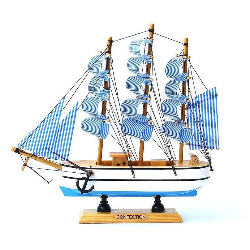 decorative objects figurines creative gifts for students mediterranean sailing smooth desk ornaments wooden crafts