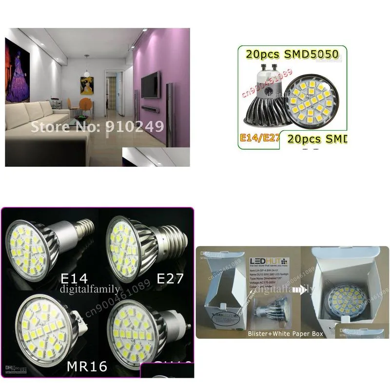 e14/e27/mr16/gu10 led light bulb plating wind type led spotlight dc12v/ac85265v 6w smd 5050 20led 700lm warm cold white indoor
