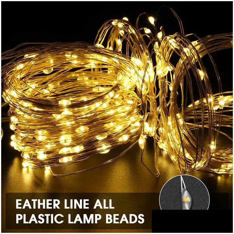  led curtain string fairy lights remote control usb 5v copper lights christmas decoration for home bedroom wedding party holiday lighting 8 modes 3x3m 3x2m