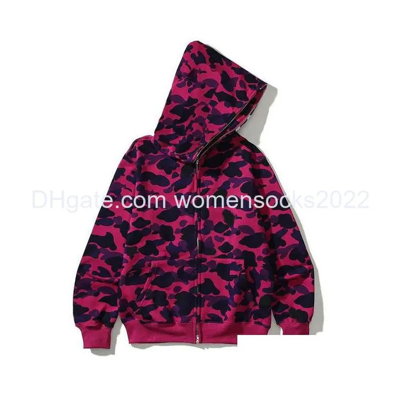 mens designer hoodie fullzip up ape shark womens hoodie colorful camo jacket blue hooded sweatshirt mens womens sweater long