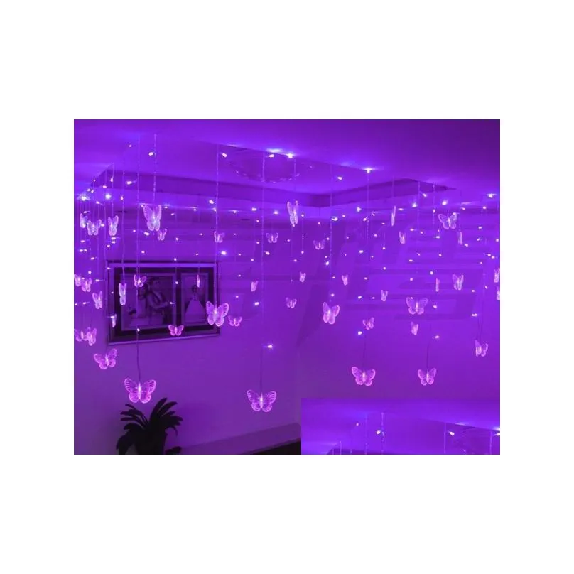 8m x 0.5m 192pcs led string fairy curtain light with 48pcs butterfly led curtain light celebration wedding party ball decoration