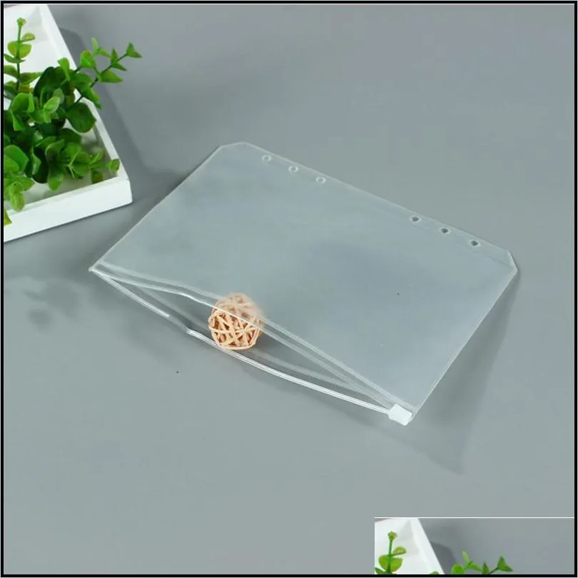 waterproof file folder a5/a6/a7 pvc zip bag transparent envelope pouch frosted zipper pocket portable storage bags