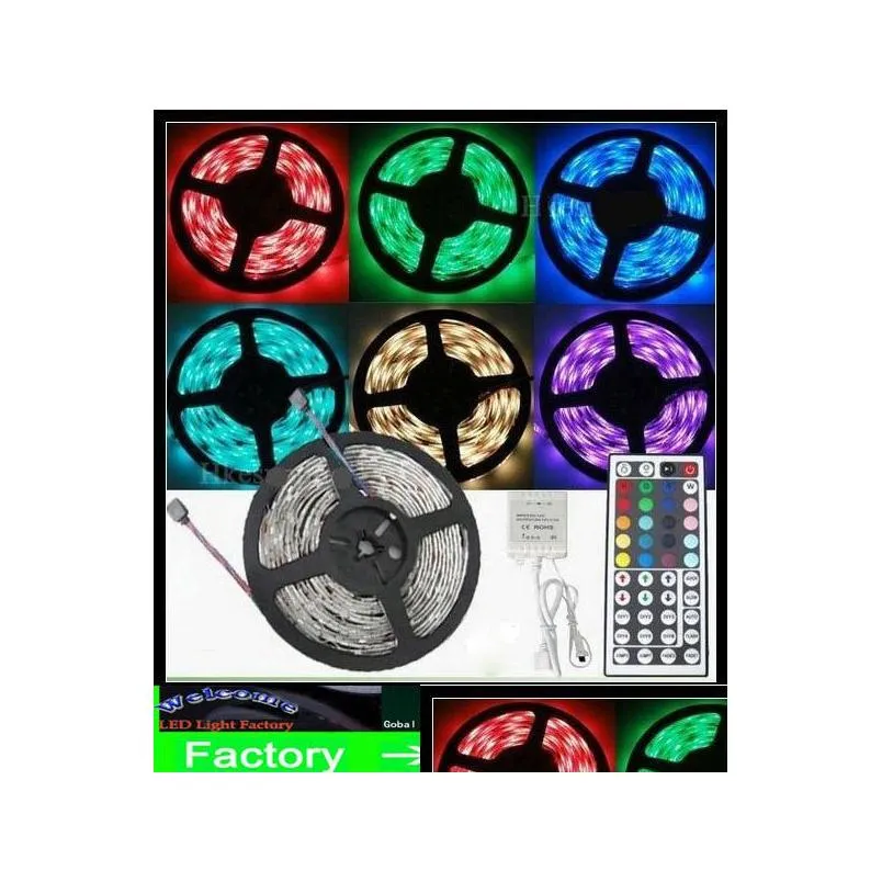 500m 500 meters rgb led strip light 5m/roll 5050 smd 5m flexible 16ft 300 leds waterproof with 44key ir remote controller