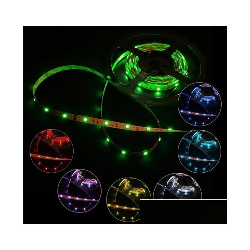 70m 5050 smd rgb led strip lights flexible 300leds 5m/roll non waterproof dc 12v add24 key controller home indoor christmas lighting via