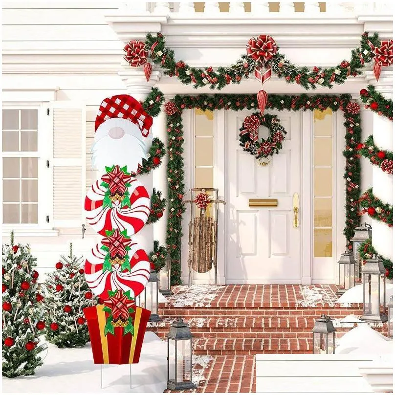 christmas decorations yard signs stakes decoration santa claus patio outdoor holiday decor festival year ornaments