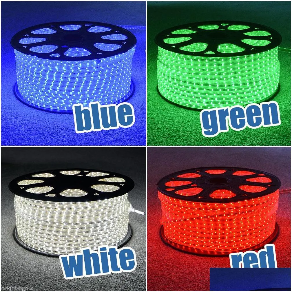 110v 220v led strips 100m smd3528 smd2835 smd3014 flexible strip with power plug ip67 sigle color warm white