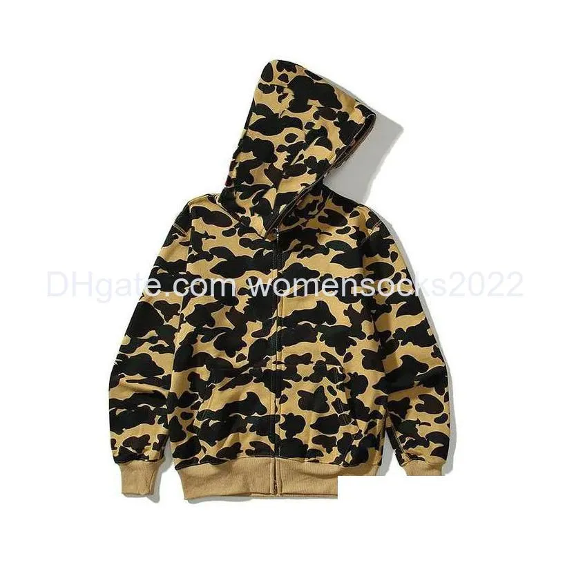 mens designer hoodie fullzip up ape shark womens hoodie colorful camo jacket blue hooded sweatshirt mens womens sweater long