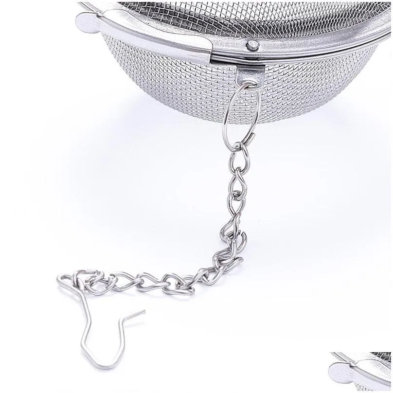 304 stainless steel tea strainer tea pot infuser mesh ball filter with chain tea maker tools drinkware