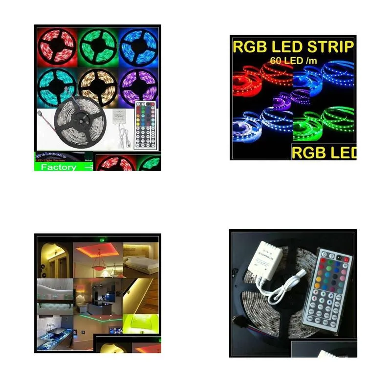 led strip led light 5m rgb 5050 smd 300 leds bright flexible waterproof with 44 key ir remote controller