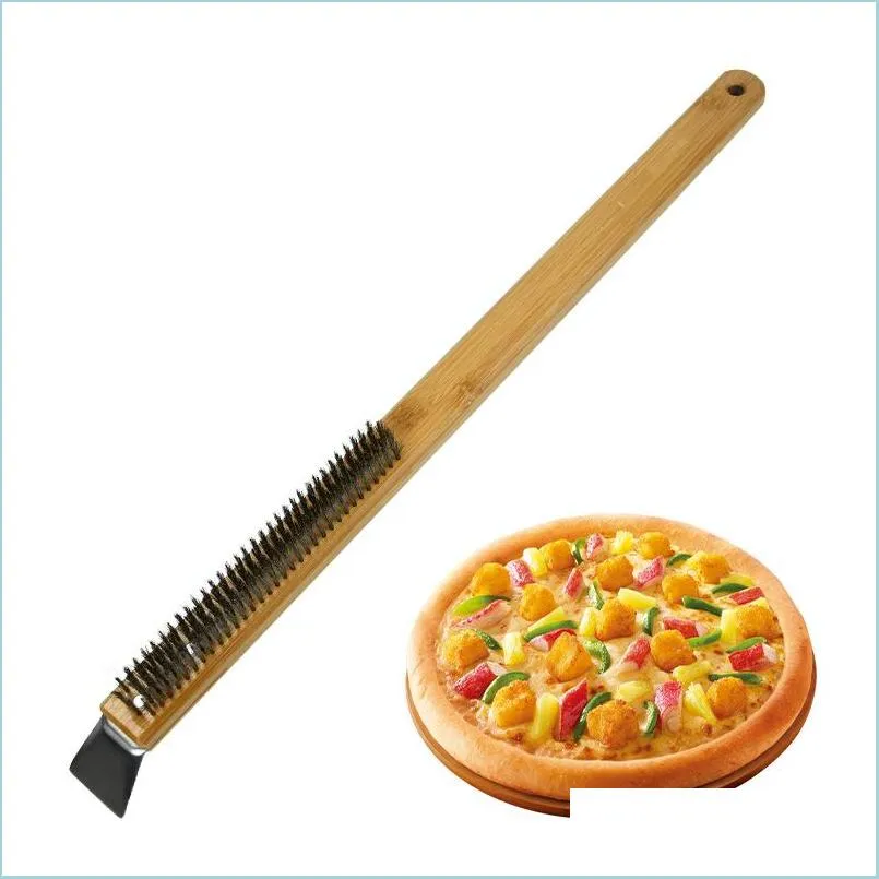 bbq tools oven brush wire pizza stone cleaning brush with scraper grill accessories xbjk2207