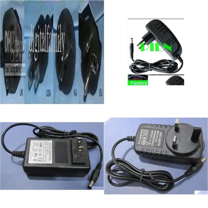 100pcs 12v 2a ac/dc 24w us eu adapter power supply stwich adapter ac 100240v for led strip light 3528 5050 5630